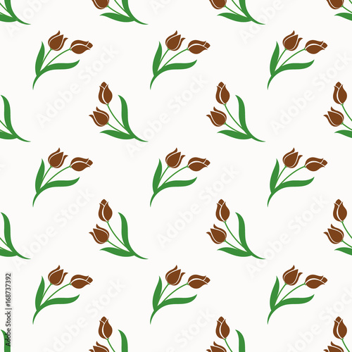 Seamless background image colorful botanic flower leaf plant brown tulip