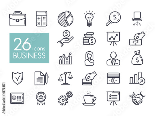 Business and finance web outline icon set