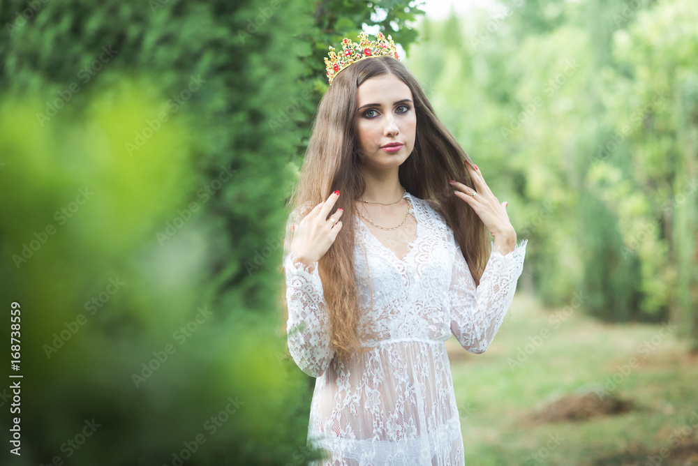 beautiful girl. fantasy young woman in woods beautiful girl. fantasy young woman in woods