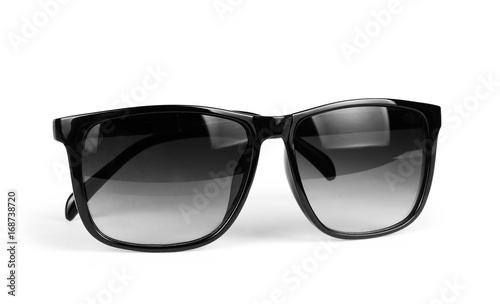 sunglasses with black plastic frame isolated on white background
