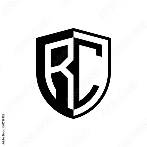 Initial two letter logo shield vector black