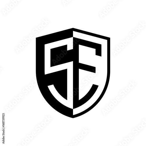 Initial two letter logo shield vector black