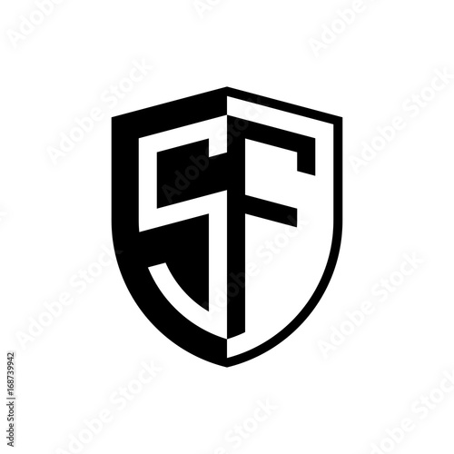 Initial two letter logo shield vector black