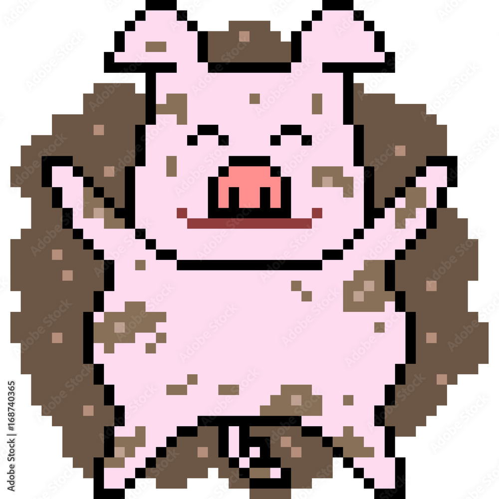 Obraz premium vector pixel art pig