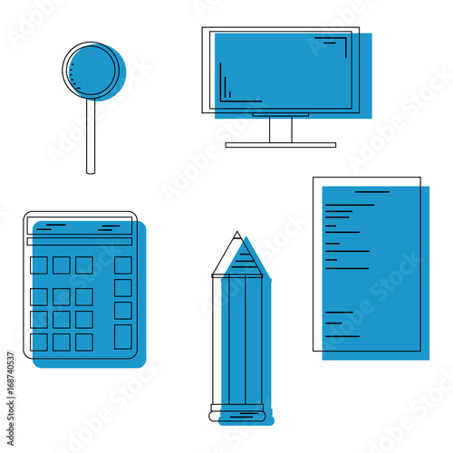 Business icons outline set