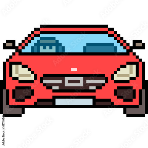 vector pixel art car front
