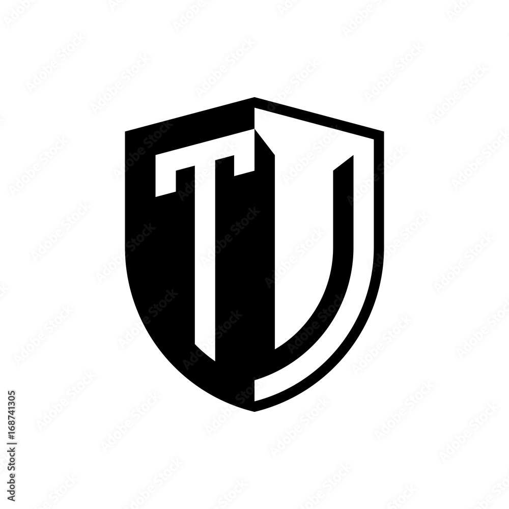 Initial two letter logo shield vector black Initial two letter logo shield vector black