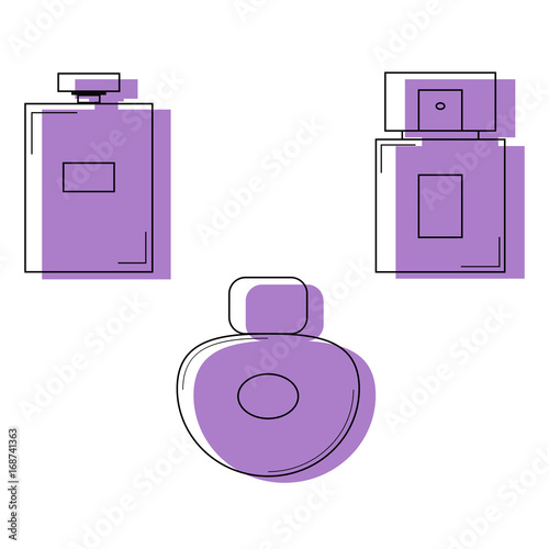 Perfume bottles icon set