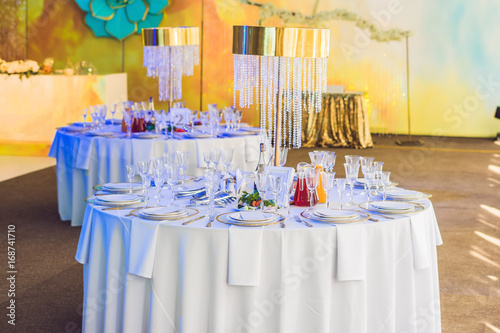 Serving a wedding dinner. Catering concept photo