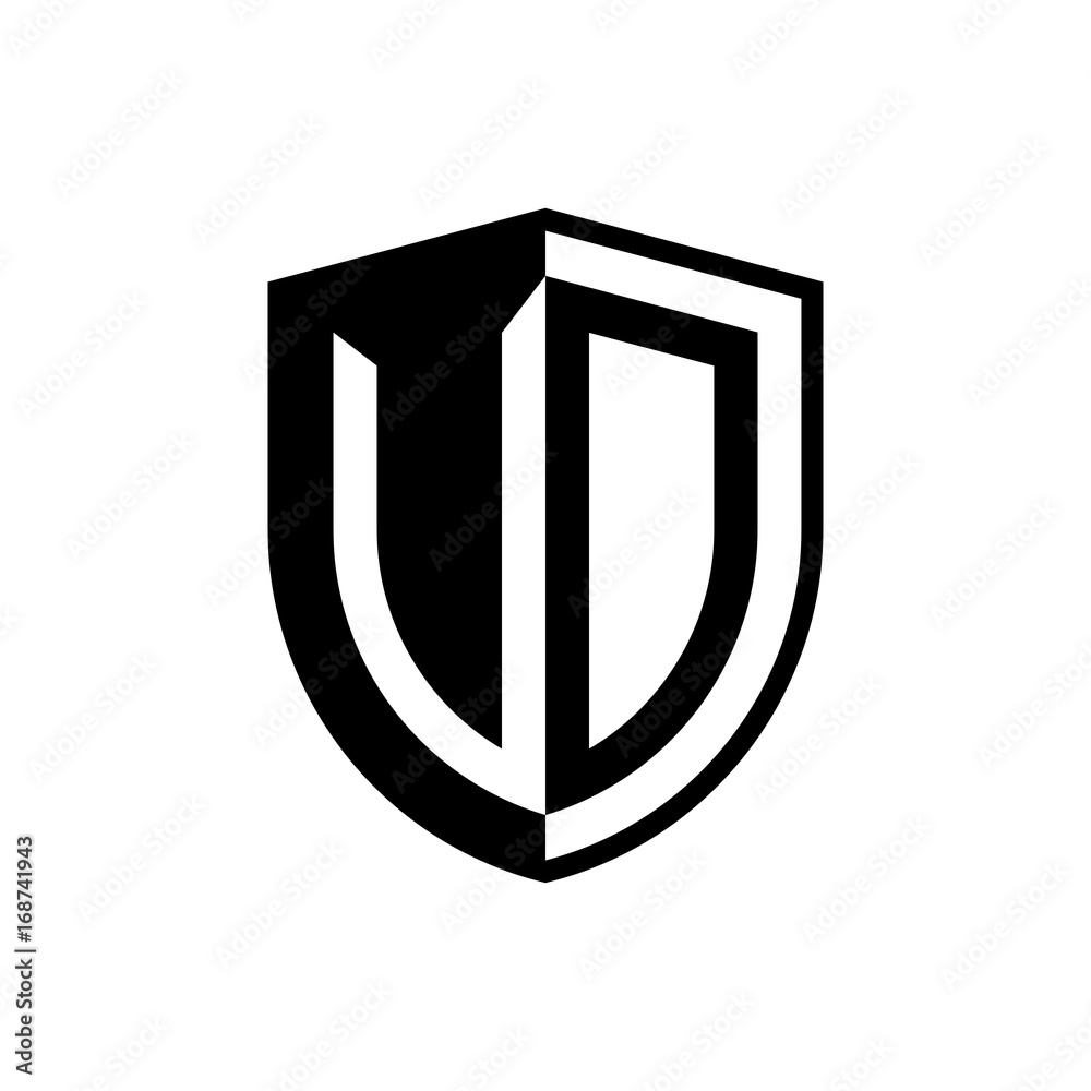 Initial two letter logo shield vector black Initial two letter logo shield vector black