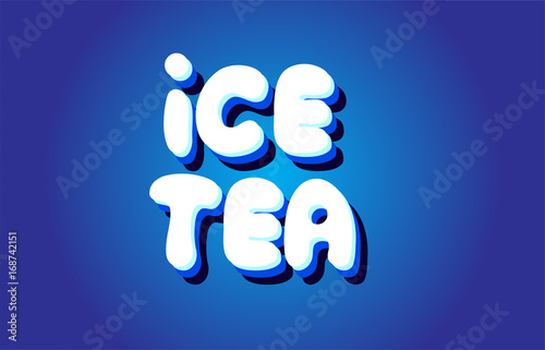ice tea text 3d blue white concept vector design logo icon