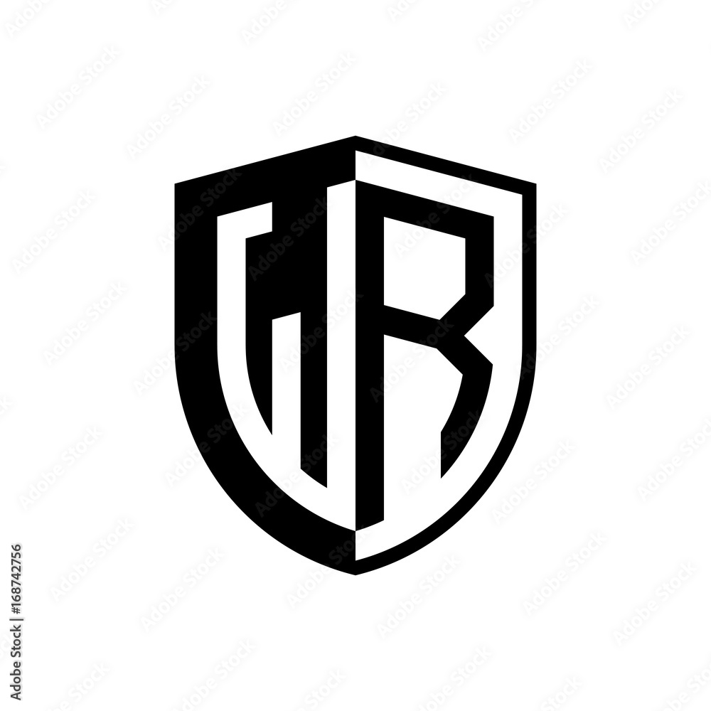 Initial two letter logo shield vector black Initial two letter logo shield vector black