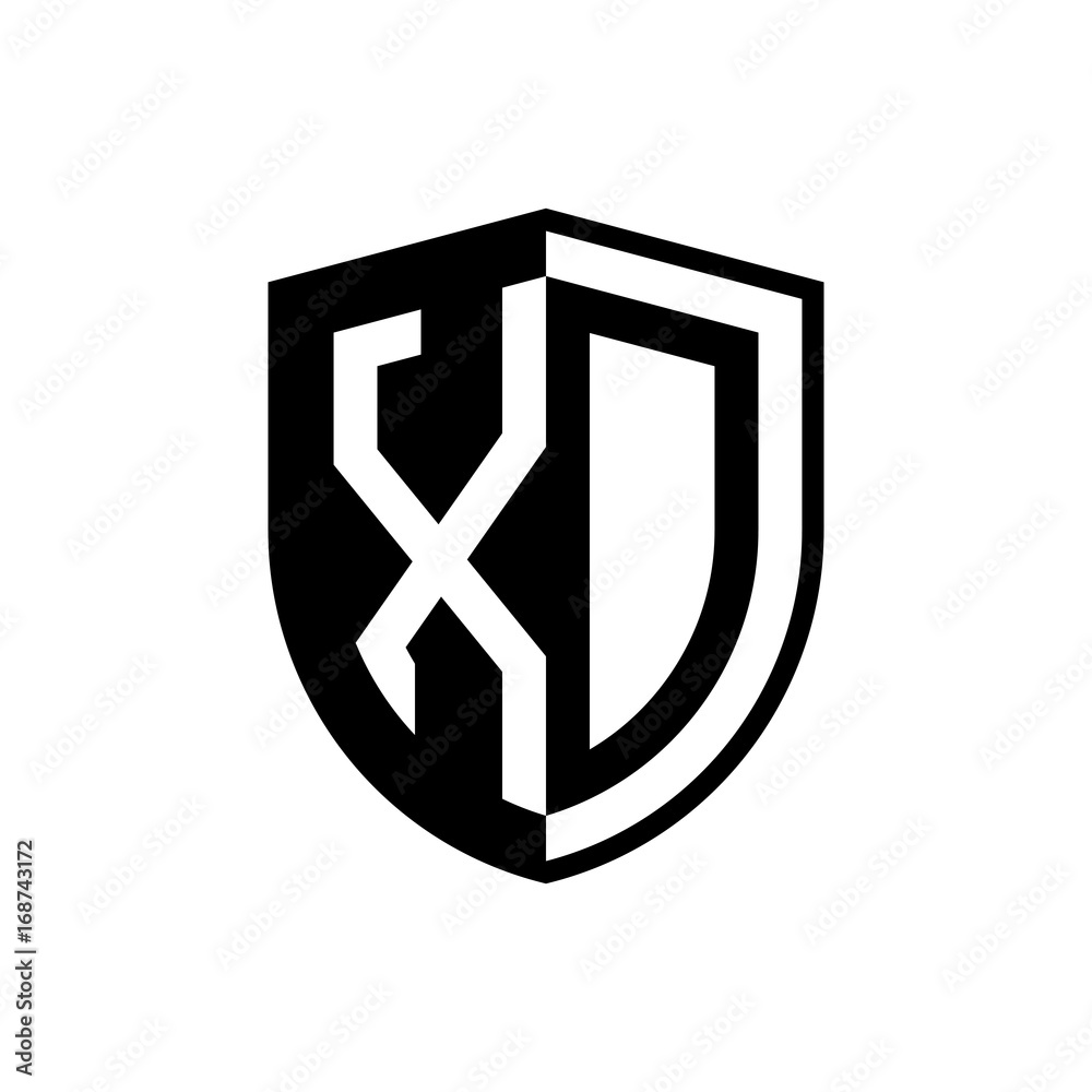 Initial two letter logo shield vector black Initial two letter logo shield vector black