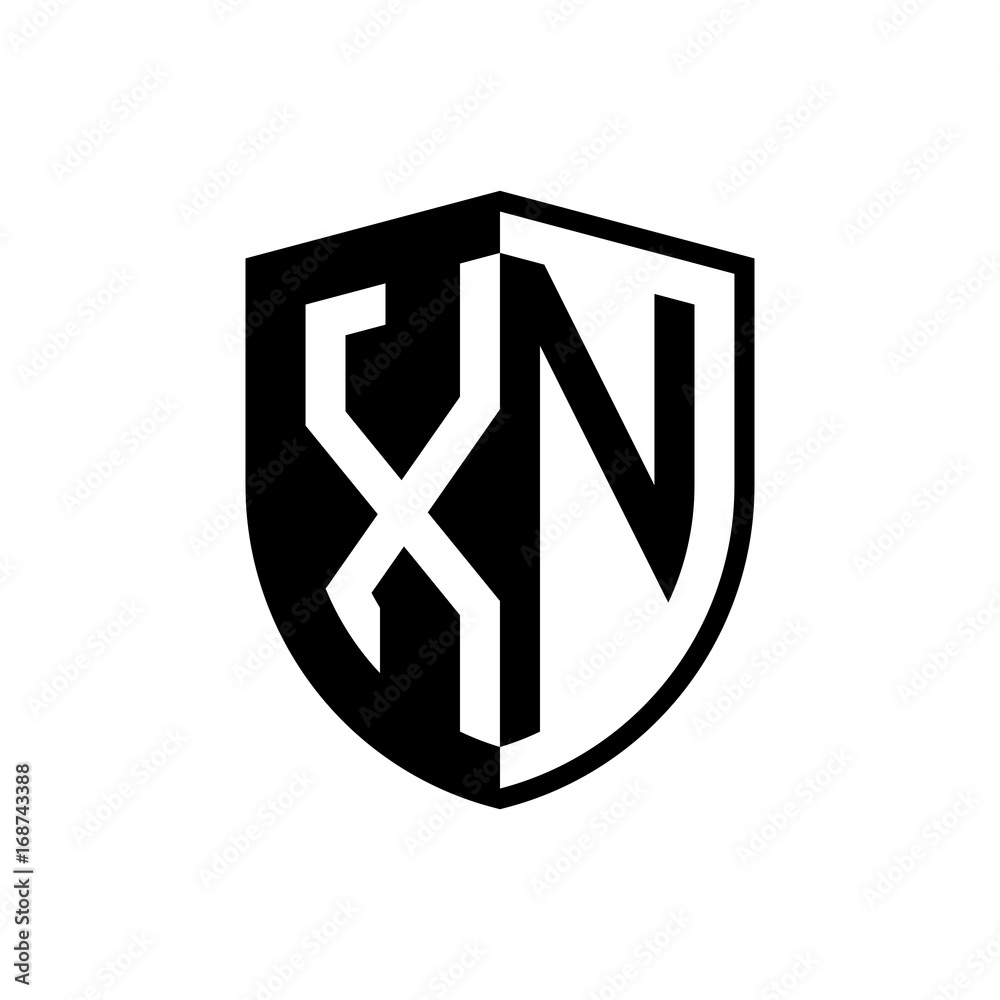 Initial two letter logo shield vector black Initial two letter logo shield vector black