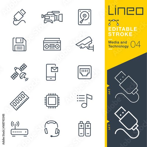 Lineo Editable Stroke - Media and Technology line icons
Vector Icons - Adjust stroke weight - Expand to any size - Change to any colour