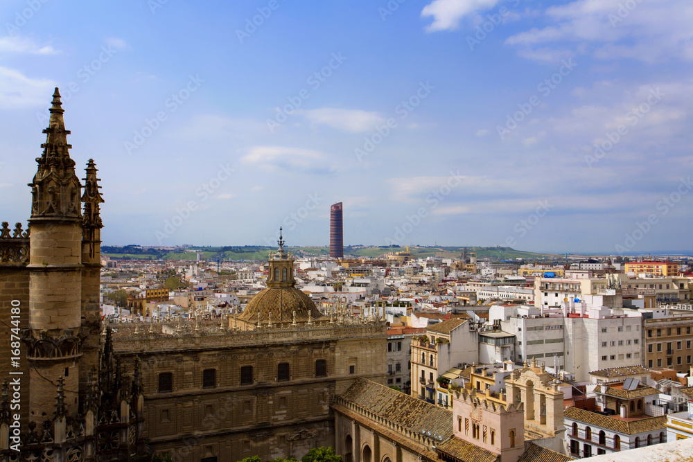 Aerial view of the city of Seville from the Giralda