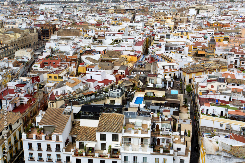 Aerial view of the city of Seville from the Giralda