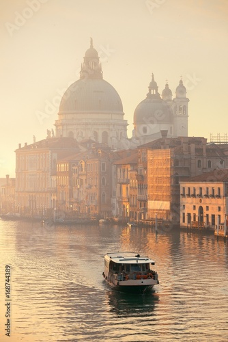 Venice Grand Canal sunrise and boat