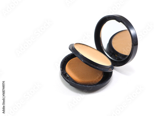 Make up powder on white background, Cosmetic concept