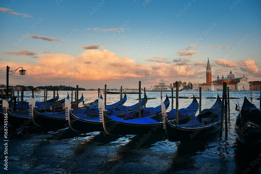 Gondola at waterfront Venice