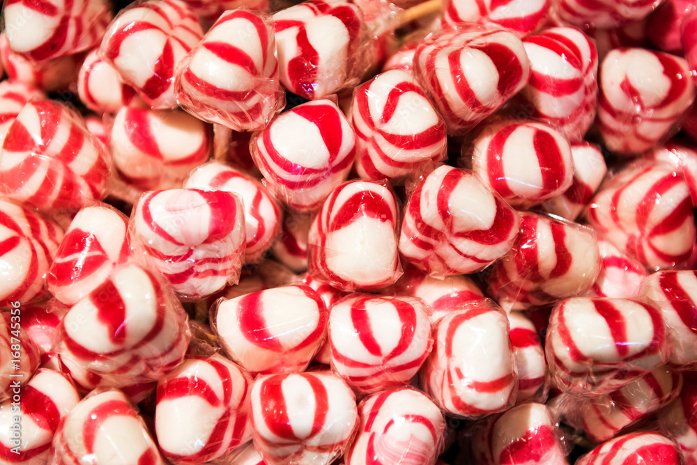 Background of colorful red and white candy Background of colorful red and white candy