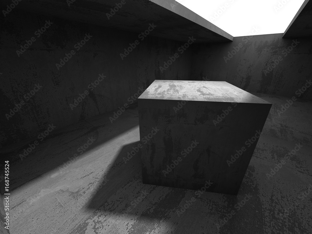 Dark basement empty room interior. Concrete walls Dark basement empty room interior. Concrete walls