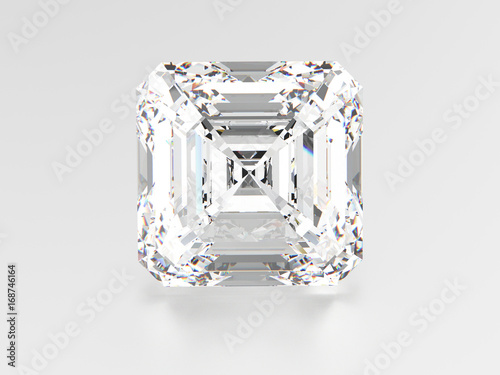 3D illustration asscher diamond stone