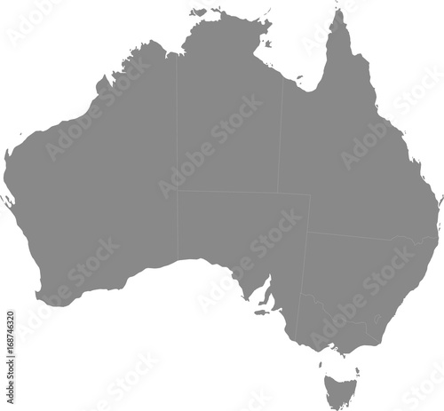 Map of Australia split into individual states