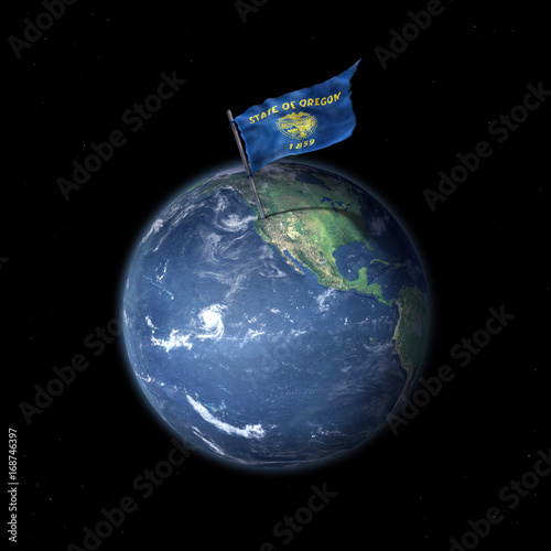 Drapeau de l' Oregon (USA) sur la planète Terre