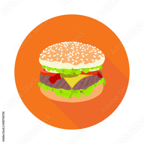 flat icon of American hamburger