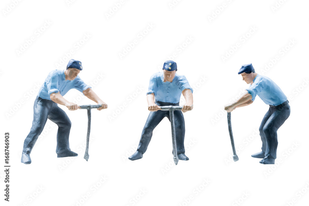 Miniature people worker construction concept on isolate white background with clipping path Miniature people worker construction concept on isolate white background with clipping path