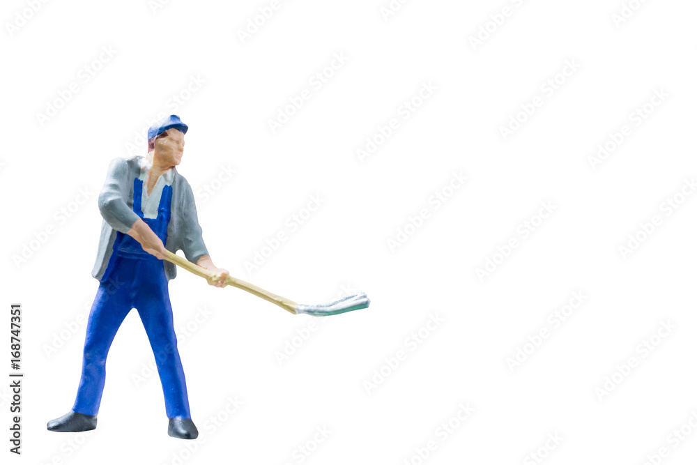 Miniature people worker construction concept on isolate white background with clipping path Miniature people worker construction concept on isolate white background with clipping path