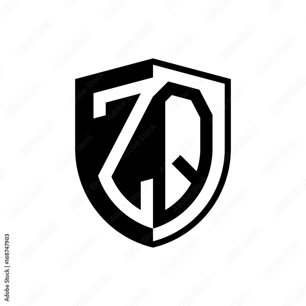Initial two letter logo shield vector black Initial two letter logo shield vector black