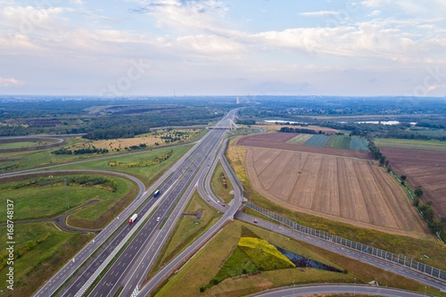Aerial view on highway junction