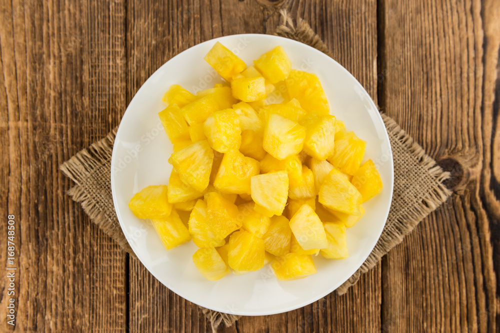 Sliced Pineapple close-up shot, selective focus Sliced Pineapple close-up shot, selective focus