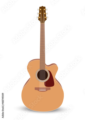 Classical acoustic guitar. Musical string instrument collection. Vector illustration eps 8 in flat style. For your design and business.