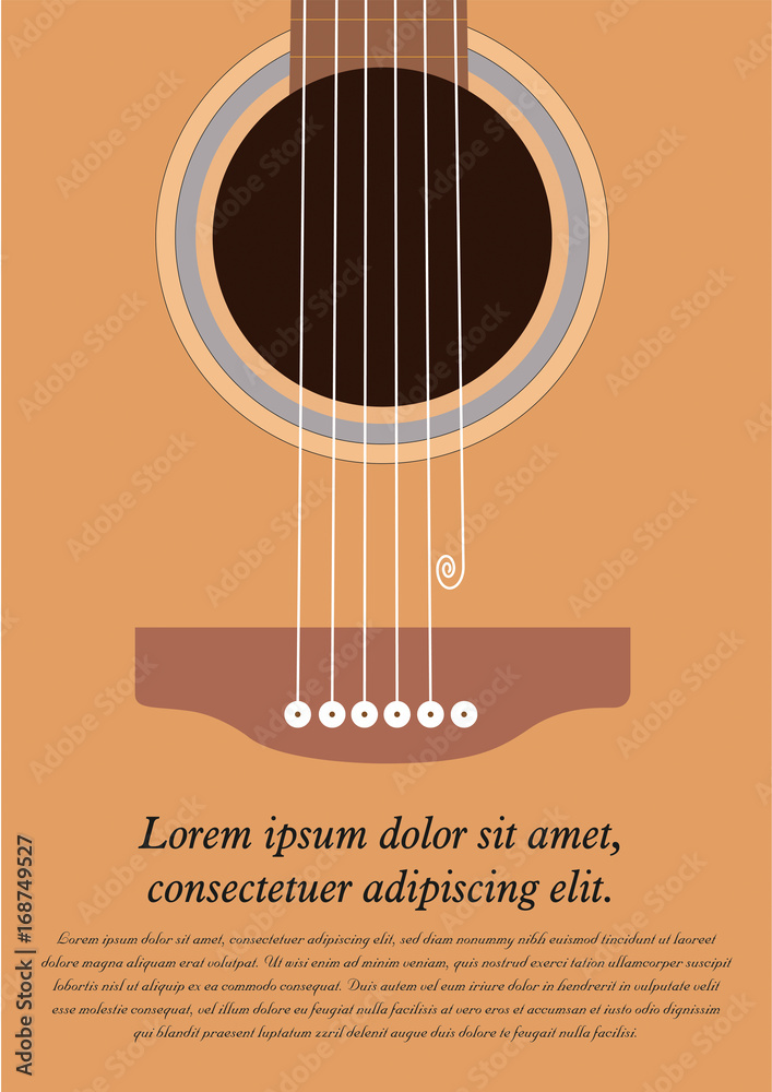 Classical acoustic guitar. Musical string instrument collection. Vector ...