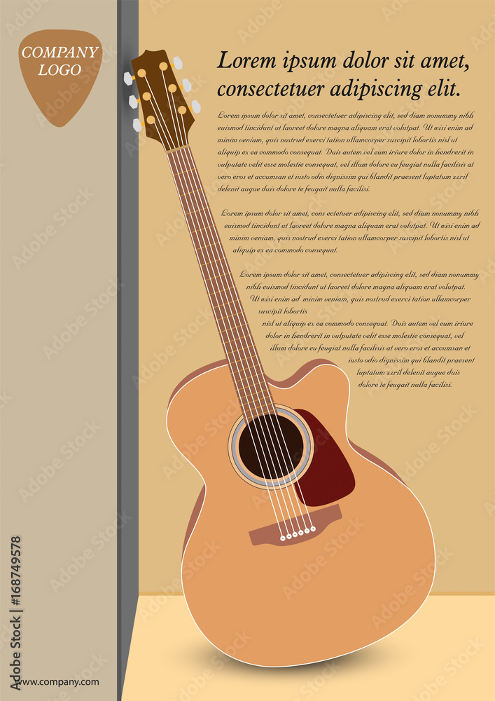 Classical acoustic guitar. Musical string instrument collection. Vector ...