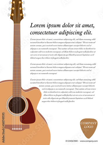 Classical acoustic guitar. Musical string instrument collection. Vector illustration eps 8 in flat style. For your design and business.