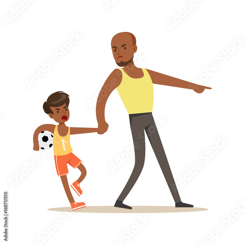 Father yelling at his son, negative emotions concept vector Illustration