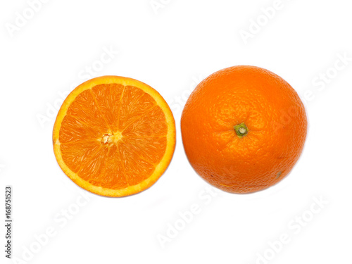Orange with orange sliced on white background