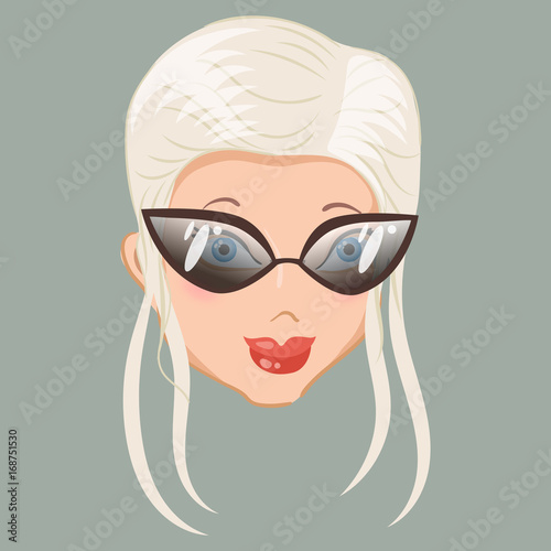 Emoticon. Calm blonde with glasses