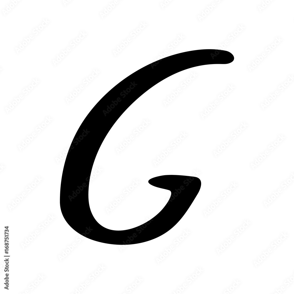 Capital letter G painted by brush isolated on white background