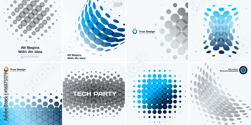 Set of Abstract vector blue design rounds