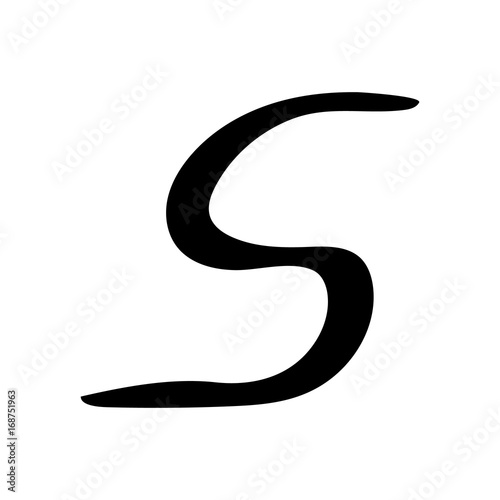 Capital letter S painted by brush isolated on white background