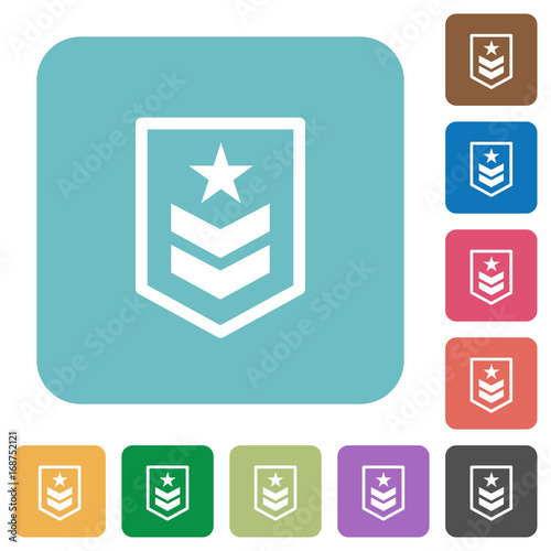 Military rank rounded square flat icons