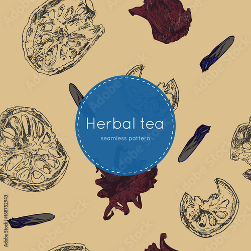 dried herbal thai tea , seamless pattern