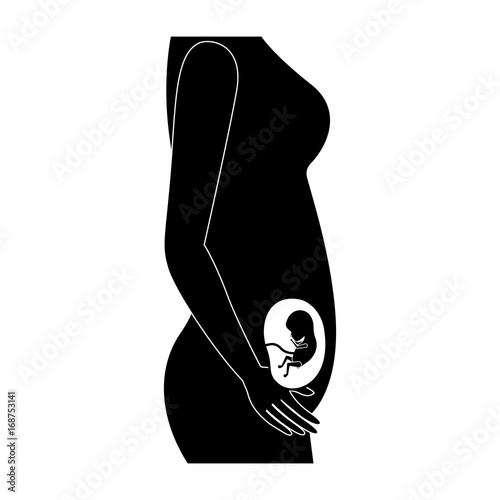 black silhouette of side view pregnancy process in female body fetus human growth a few weeks