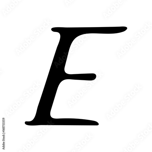 Capital letter E painted by brush isolated on white background