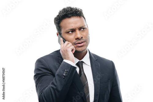 businessman talking on smartphone